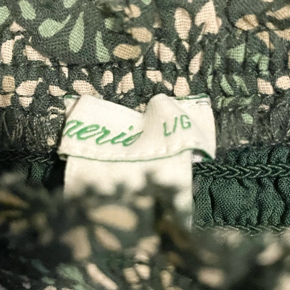 Sz L women Arie dress green  Floral Print Shirred Tie Shoulder Frill Trim Cami - Picture 6 of 6